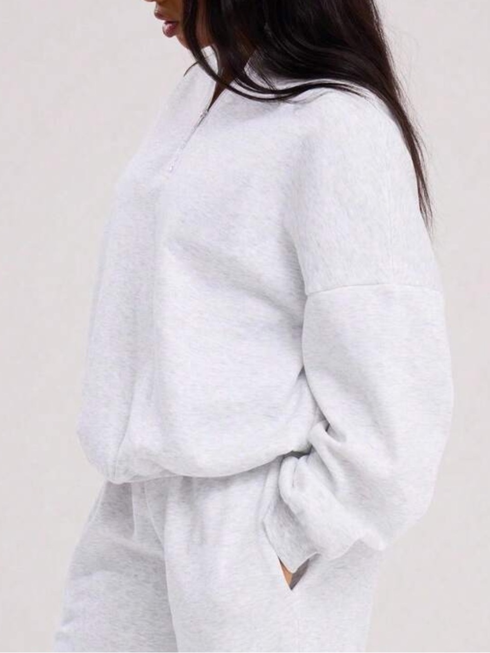 Musera Half-Zip Pullover Sweater in Light Gray